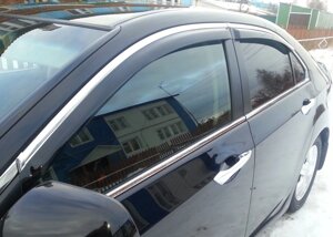 Дефлектори вікон (вітровики) Honda Accord 2013- Sedan З Хром Молдингом (Хонда Акорд) HO71-M