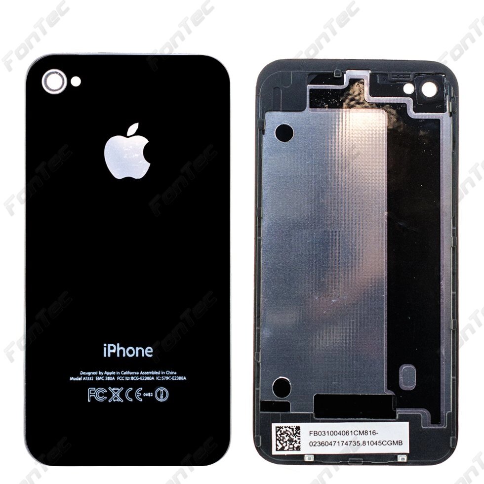 Задня кришка для iPhone 4G / 4S чорна копія від компанії CyberTech - фото 1