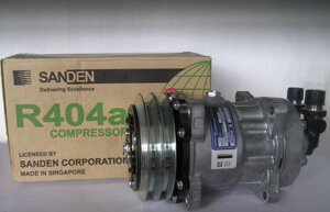 Компресор кондиціонера універсальний Sanden SD7L15 2A, 132 мм, 24 В, фреон R-404