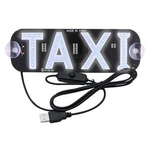 Автомобільна світлодіодна табличка таксі, LED табло TAXI з підсвіткою, з роботою живленням від USB, білий