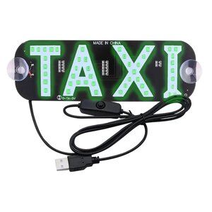 Автомобільна світлодіодна табличка таксі, LED табло TAXI з підсвіткою, з роботою живленням від USB, зелений