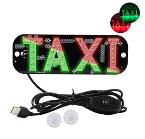 Двоколірна автомобільна світлодіодна табличка таксі, LED табло TAXI, USB, червоний і зелений