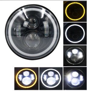 Фара LED + ДХО Terra JR5.1 для ВАЗ 2106, BMW e39, Jeep та інших (140 мм). 60 Вт, метал