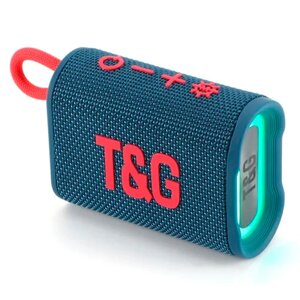 Портативна Bluetooth колонка TG396 з RGB підсвічуванням і функцією гучного зв'язку, радіо, синя