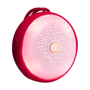 Портативна колонка TG607, Bluetooth, радіо, speakerphone, підсвітка, червоний