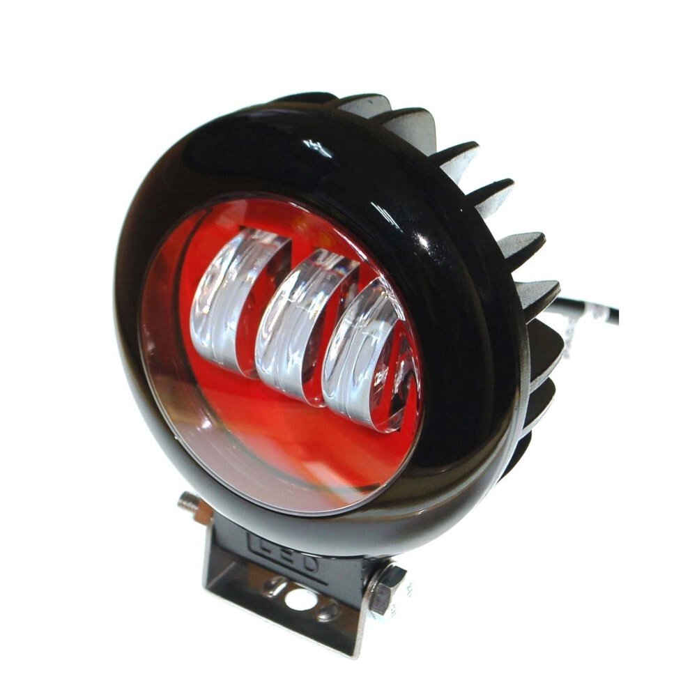 Фара LED кругла червона 30W, 3 лампи, 10 / 30V 6000K товщина-65 мм від компанії ТОВ ЮГ АГРО ЗАПЧАСТЬ - фото 1