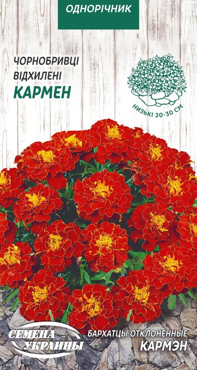 Насіння  квіти   Чорнобривці низькі КАРМЕН [0,1г] від компанії Сад та Город - фото 1