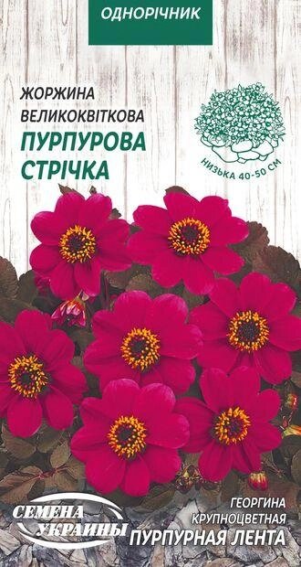 Насіння  квіти   жоржина великоквіткова Пурпурова стрічка 0,2г від компанії Сад та Город - фото 1