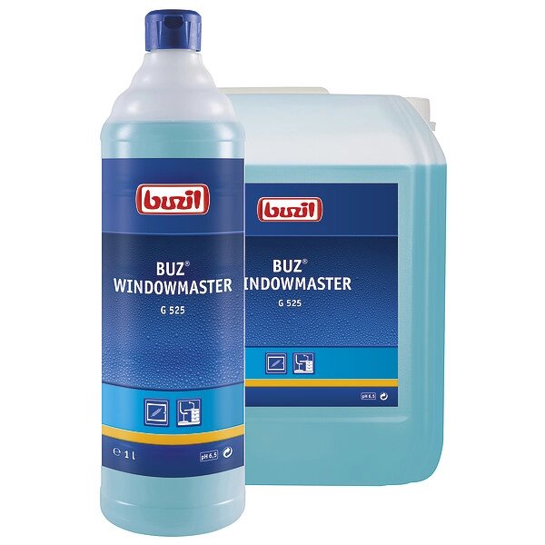 Buzil G525 Buz Windowmaster концентрований засіб для миття скла пластику з ефектом anty-soiling концентр 1л pH6.5 від компанії Меріда-Україна ТОВ - фото 1