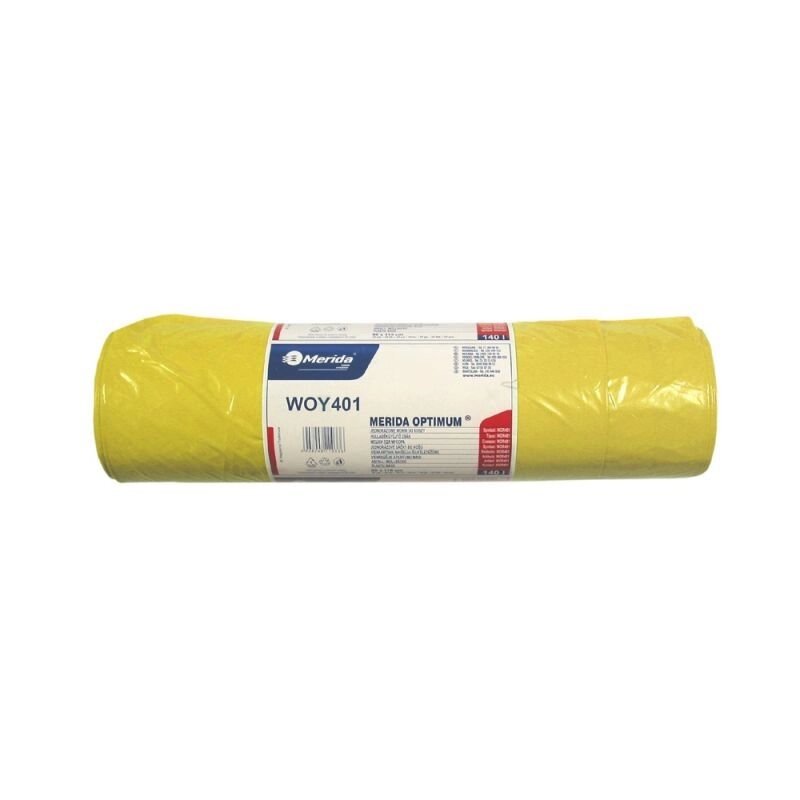 Пакети для сміття LD суперміцні 160л рулон 25шт розмір 90х110см жовті Merida - особливості