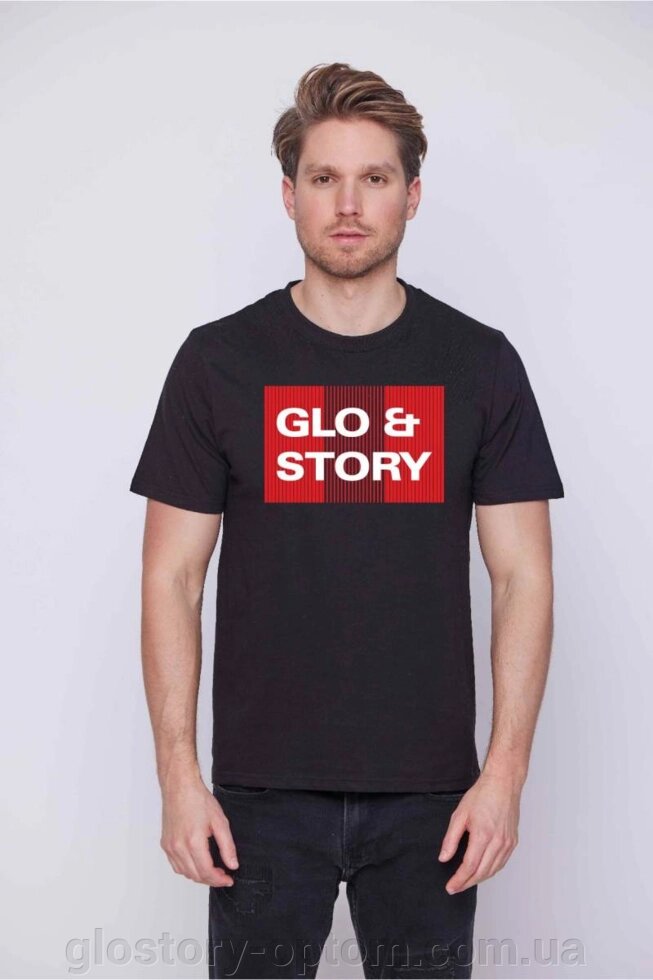 Чоловіча футболка Glo-story MPO-P7598, чорна від компанії Glo-Story гуртом з Угорщини. - фото 1