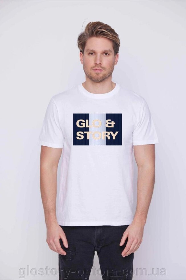 Чоловіча футболка Glo-story MPO-P7599, біла від компанії Glo-Story гуртом з Угорщини. - фото 1