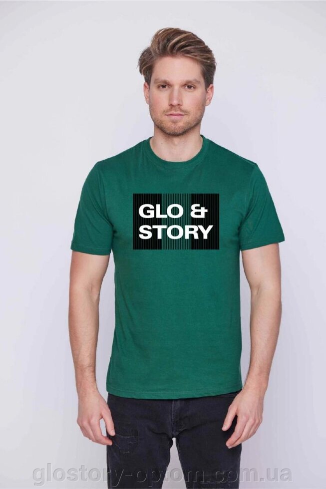 Чоловіча футболка Glo-story MPO-P7601, зелена від компанії Glo-Story гуртом з Угорщини. - фото 1