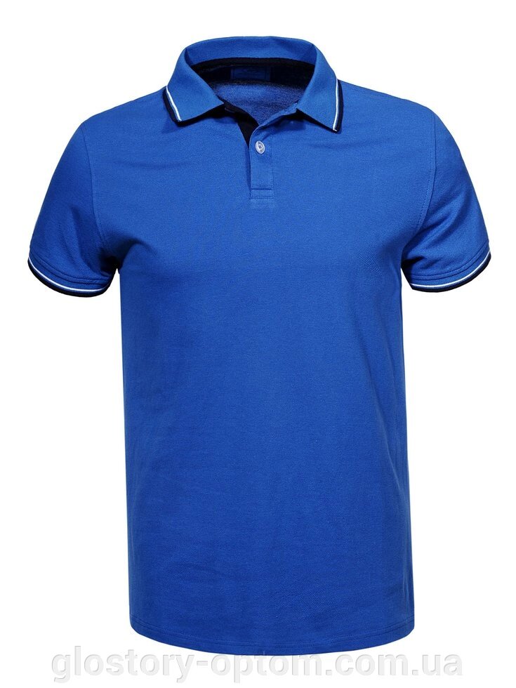 Чоловіча трикотажна футболка поло MPO-7164 синя від компанії Glo-Story гуртом з Угорщини. - фото 1