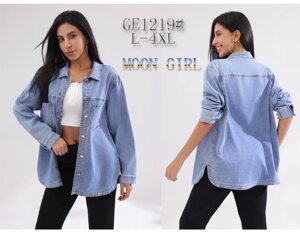 Джинсова сорочка жіноча Moon Girl, GE1219 розмір L-4XL