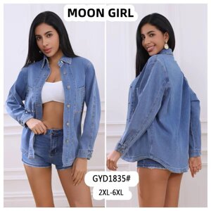 Джинсова сорочка жіноча Moon Girl, GYD 1835 розмір 2XL-6XL