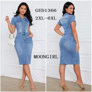 Джинсові плаття жіночі Moon Girl, GED1366 розмір 2XL-6XL