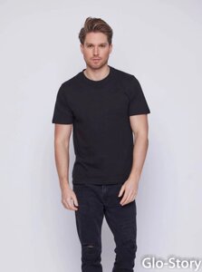 Чоловіча футболка Glo-story MPO-D0107 S / M / L / XL / XXL (уп. 10 шт.) чорна