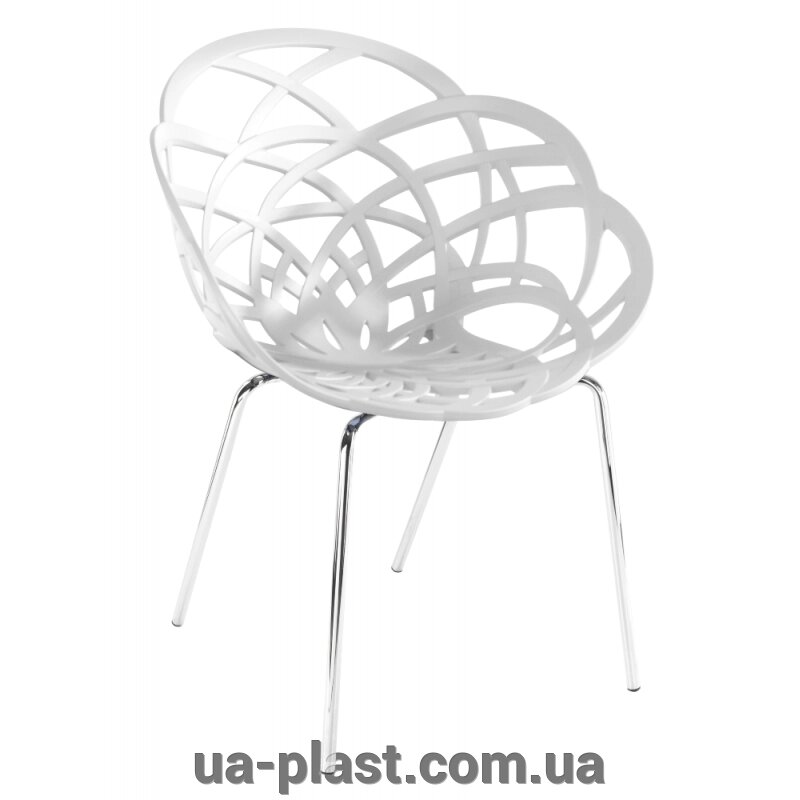 Крісло PAPATYA FLORA-ML матове біле сидіння, ніжки хром від компанії ЮА-ПЛАСТ - фото 1