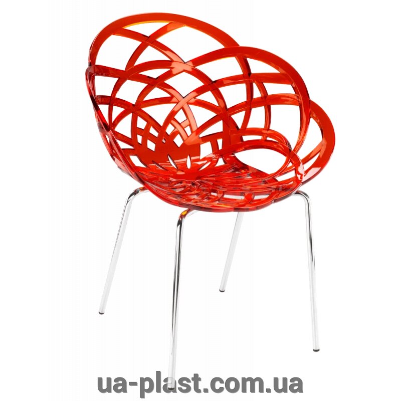 Крісло PAPATYA FLORA-ML прозоро-червоне сидіння, ніжки хром від компанії ЮА-ПЛАСТ - фото 1