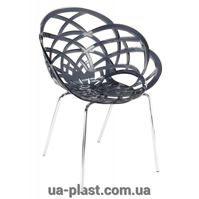 Крісло PAPATYA FLORA-ML прозоро-димчате сидіння, ніжки хром від компанії ЮА-ПЛАСТ - фото 1