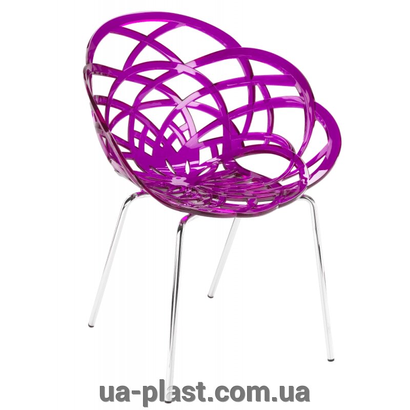 Крісло PAPATYA FLORA-ML прозоро-пурпурове сидіння, ніжки хром від компанії ЮА-ПЛАСТ - фото 1
