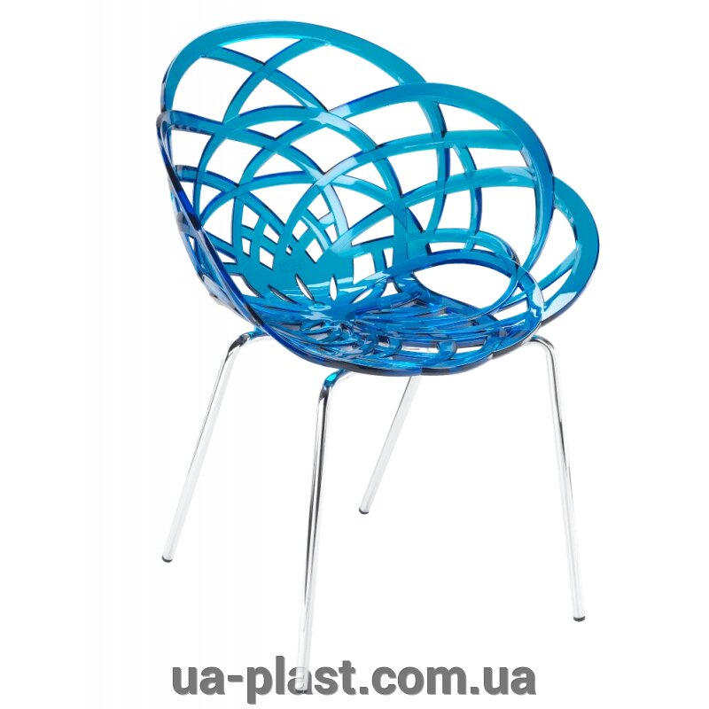 Крісло PAPATYA FLORA-ML прозоро-синє сидіння, ніжки хром від компанії ЮА-ПЛАСТ - фото 1