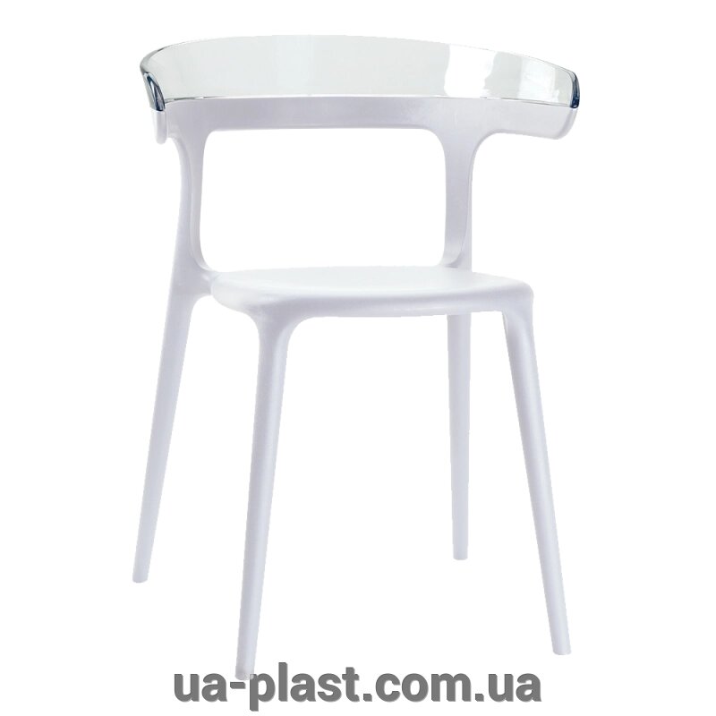 Крісло PAPATYA LUNA біле сидіння, верх прозоро-чистий від компанії ЮА-ПЛАСТ - фото 1