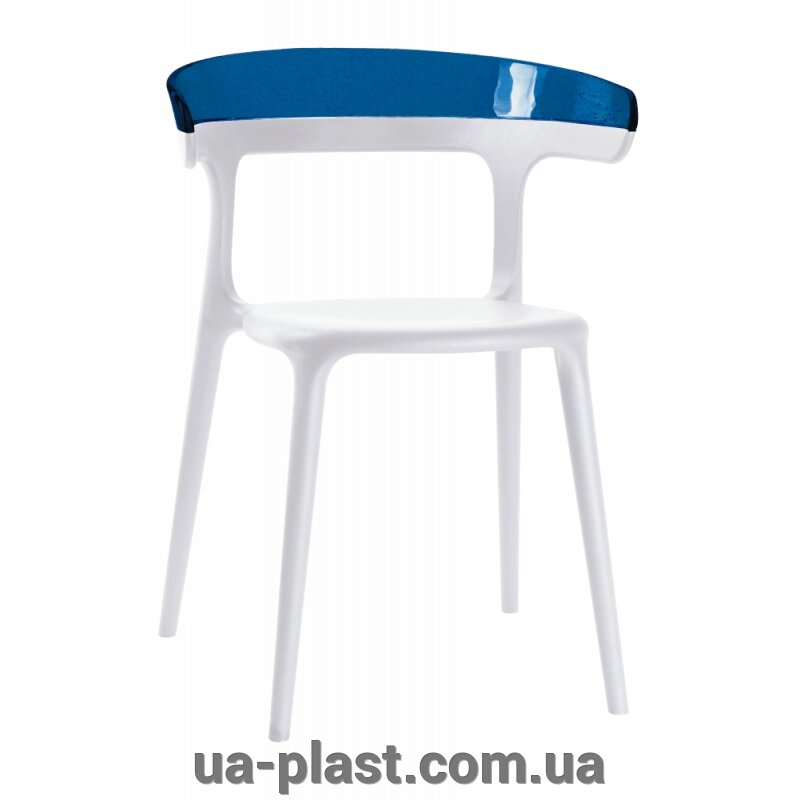 Крісло PAPATYA LUNA біле сидіння, верх прозоро-синій від компанії ЮА-ПЛАСТ - фото 1
