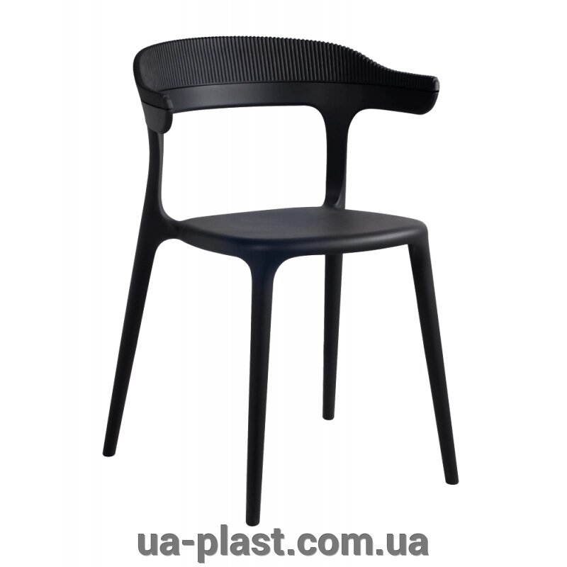 Крісло PAPATYA LUNA-STRIPE чорне сидіння, верх чорний від компанії ЮА-ПЛАСТ - фото 1