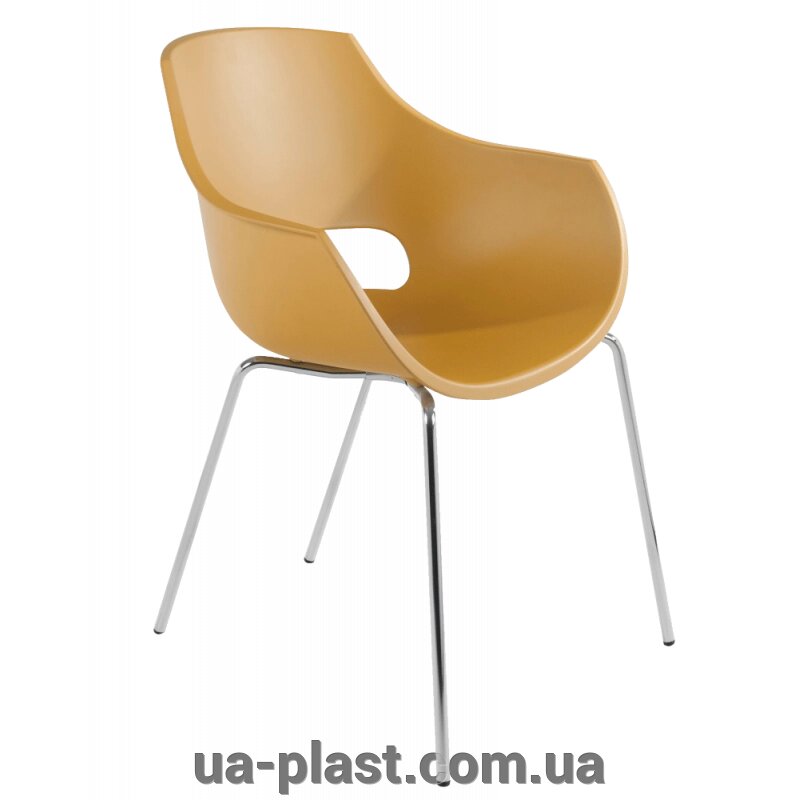 Крісло PAPATYA OPAL матово-жовте, база хром від компанії ЮА-ПЛАСТ - фото 1