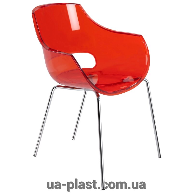 Крісло PAPATYA OPAL прозоро-червоне, база хром від компанії ЮА-ПЛАСТ - фото 1