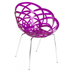 Крісло PAPATYA FLORA-ML прозоро-пурпурове сидіння, ніжки хром в Києві от компании ЮА-ПЛАСТ