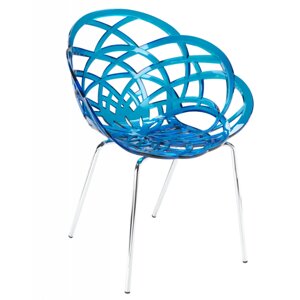 Крісло PAPATYA FLORA-ML прозоро-синє сидіння, ніжки хром