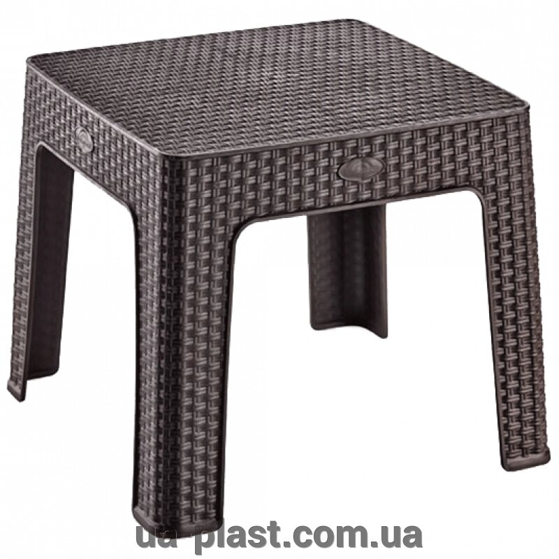 Столик для кави під ротанг IRAK PLASTIK 45X45 темно-коричневий від компанії ЮА-ПЛАСТ - фото 1