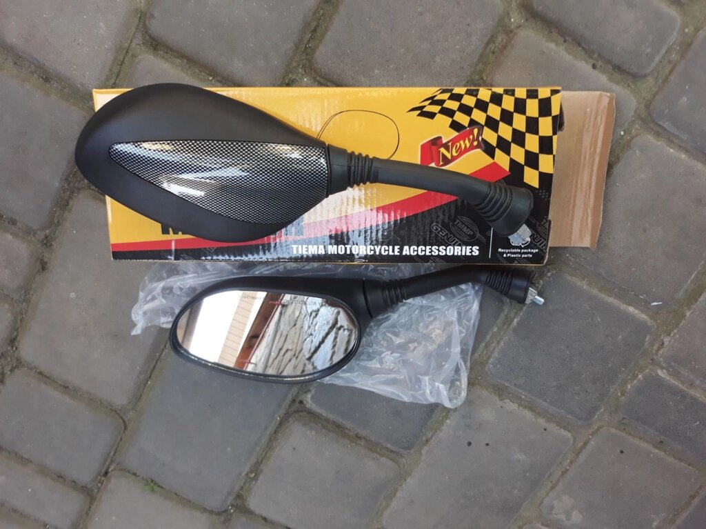 Дзеркала Ø8 скловидні під карбон на скутер Honda Dio AF 34,35 від компанії Benzomoto - фото 1