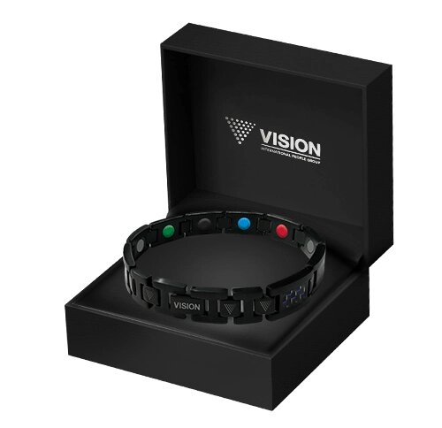 Магнітний чоловічий браслет Vision Pentactive Neo Black Matte (чорний) від компанії Продукція Vision - фото 1