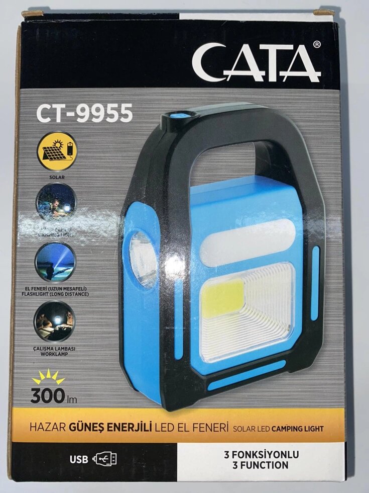 Акумуляторний ліхтарик на сонячній батареї Cata CT-9955 (3 режими) від компанії tvsputnik - фото 1