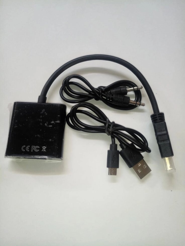 Конвертер-перехідник з HDMI-VGA 1080P чорний (з роз'ємом живлення) від компанії tvsputnik - фото 1