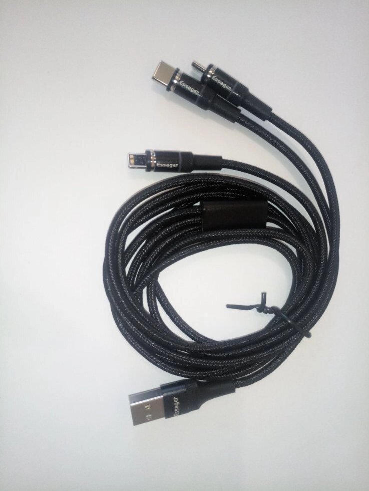 Магнітний usb-кабель Essager Lightning (3 in 1) від компанії tvsputnik - фото 1