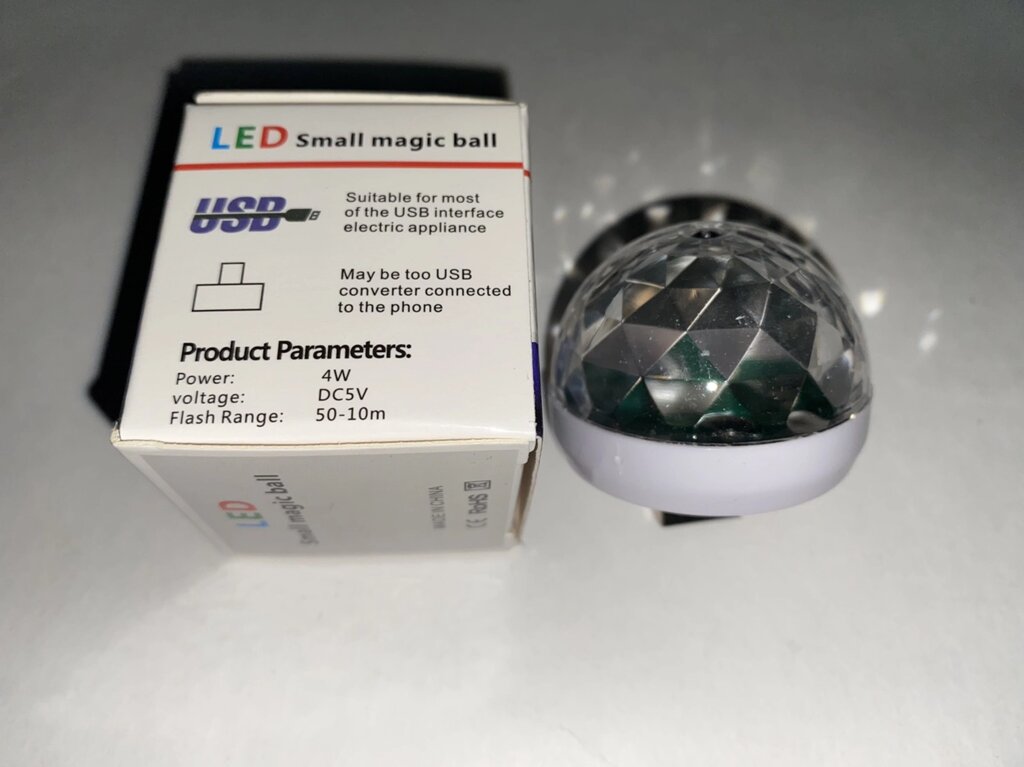 Портативна світлодіодна міні-куля з USB для дискотеки, кольоровий світильник від компанії tvsputnik - фото 1