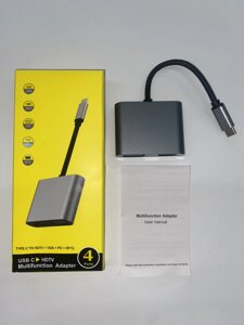 USB C-HDMI-сумісний адаптер VGA Type C USB 3,0-концентратор для MacBook
