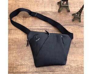 Чоловіча сумка на груди (слінг) в стилі Prada 018 black Deluxe