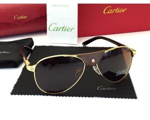 Чоловічі сонцезахисні окуляри з поляризацією в стилі Cartier (8200588) brown
