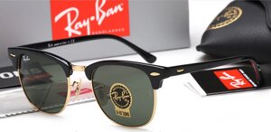 Сонцезахисні окуляри в стилі RAY BAN 3016 clubmaster black LUX