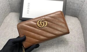 Жіночий шкіряний гаманець на блискавці (443123) коричневий
