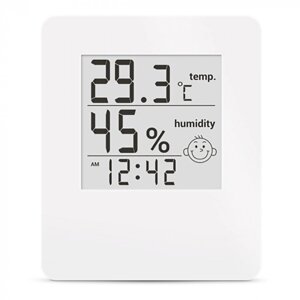 Термогігрометр цифровий із годинником T-17 (білий)