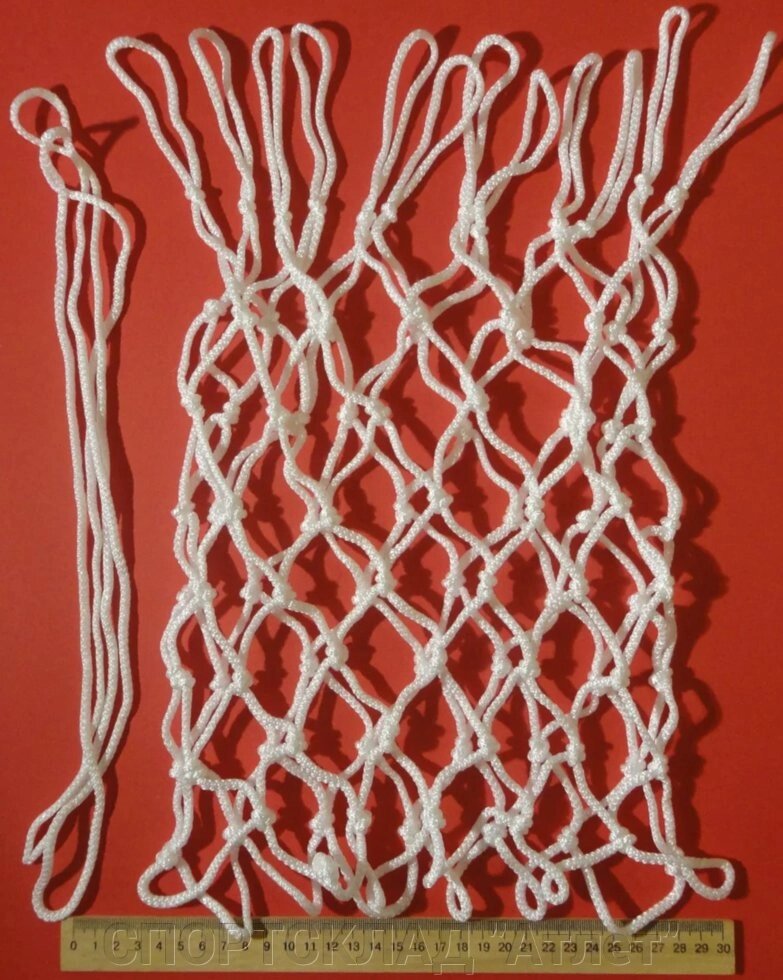 Баскетбольна сітка Ігрова. Шнур Ø 3,5 мм, 50 см (стандартна) біла від компанії СПОРТСКЛАД "Атлет" - фото 1