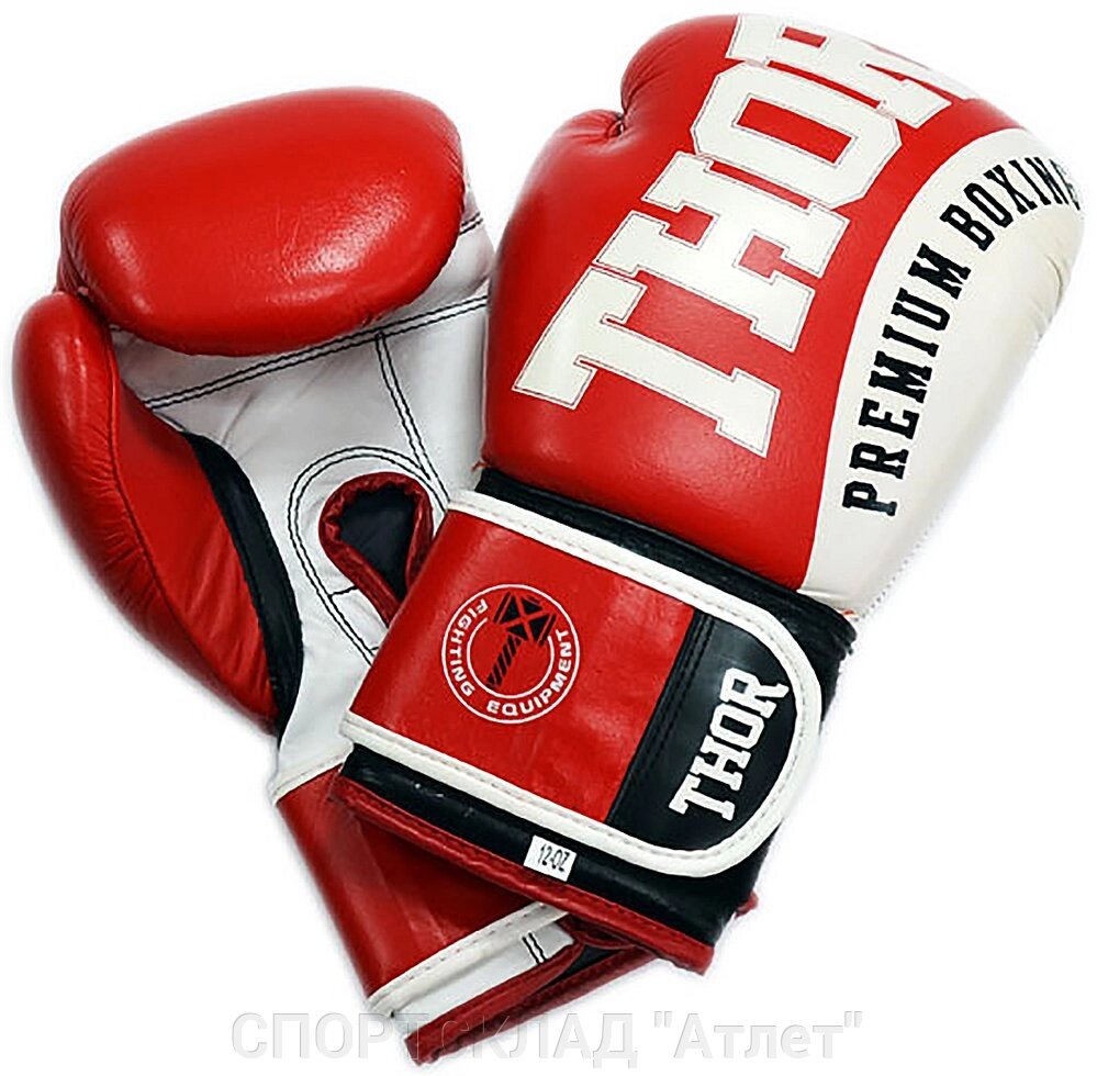 Боксерські рукавички 10, 12, 14, 16 oz Thor Shark (Pu) червоні від компанії СПОРТСКЛАД "Атлет" - фото 1