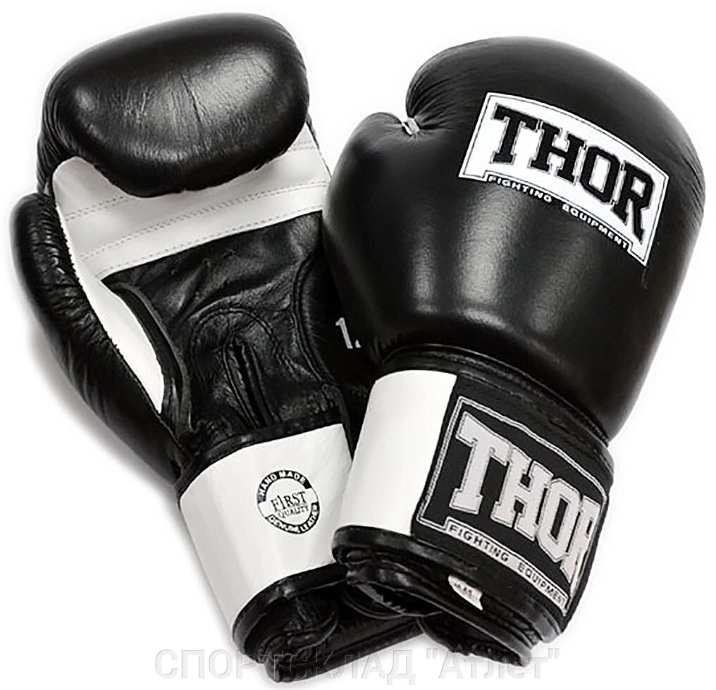 Боксерські рукавички 10, 12, 14, 16 oz Thor Sparring (Pu) Blk / Wh від компанії СПОРТСКЛАД "Атлет" - фото 1